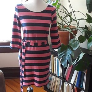 Hatley Pink and Navy Striped Long Sleeve Dress